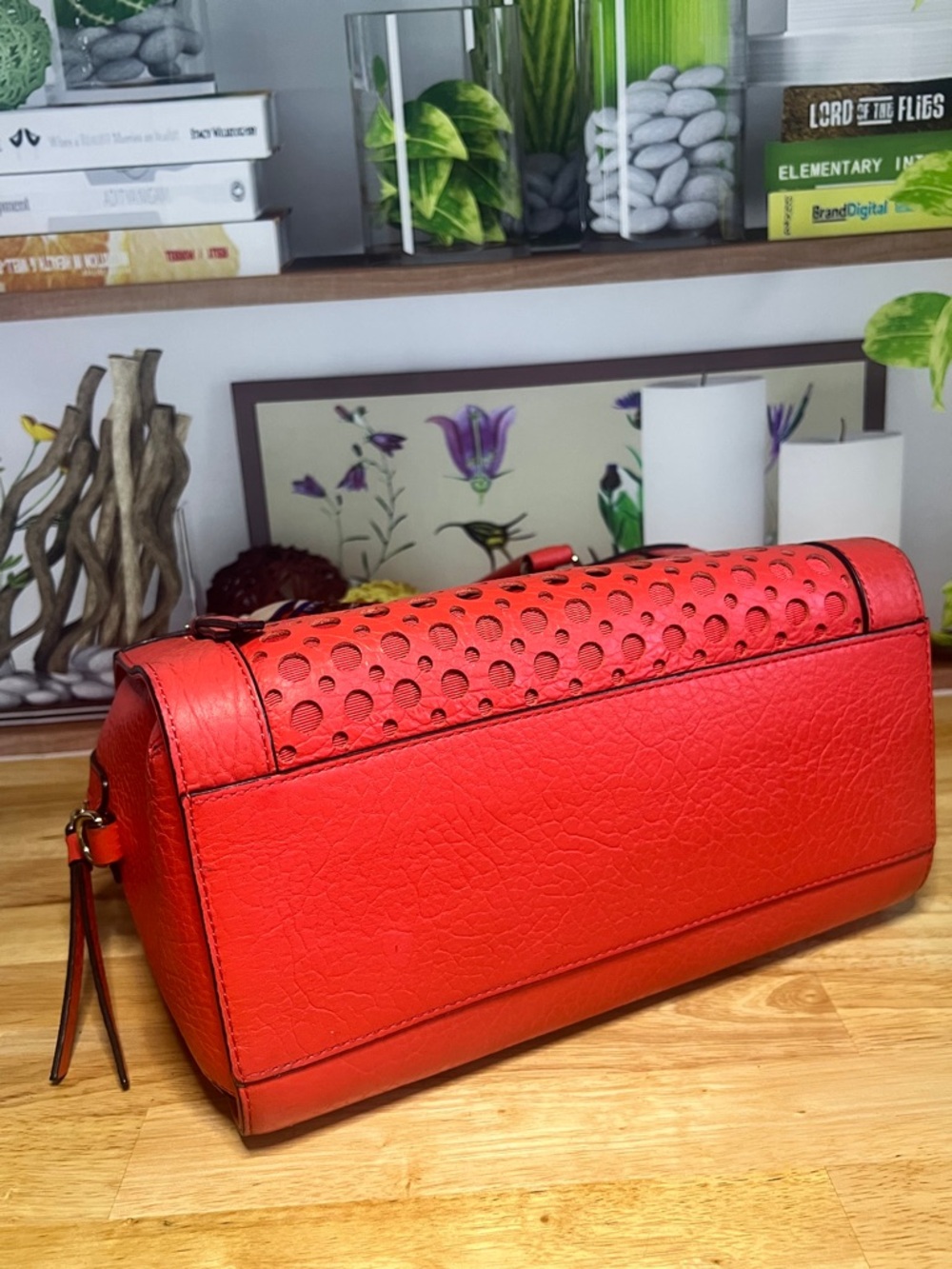 Kate Spade Perri Lane Bubbles Perforated Leather Satchel in Empire Red - Picture 4 of 14